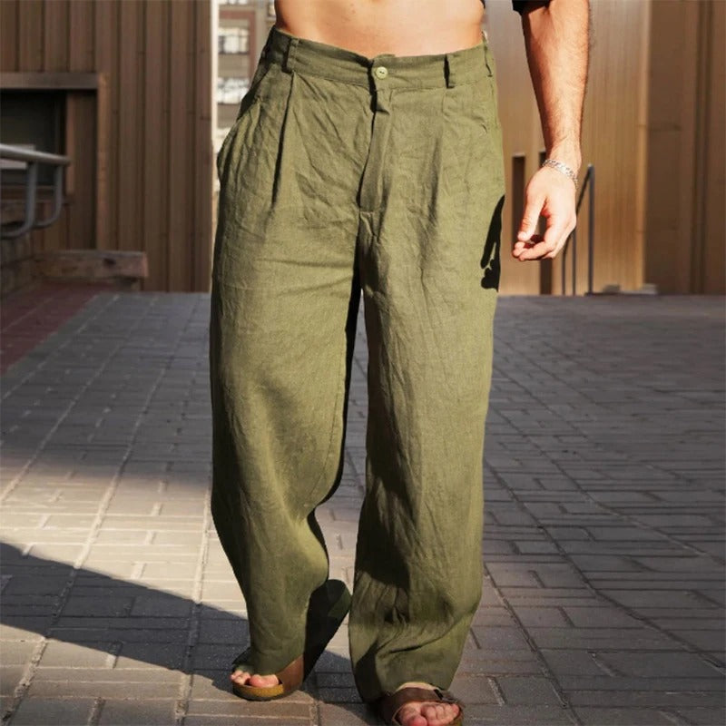 Elyse | Effortless Wide Leg Linen Pants With Pleated Waistband