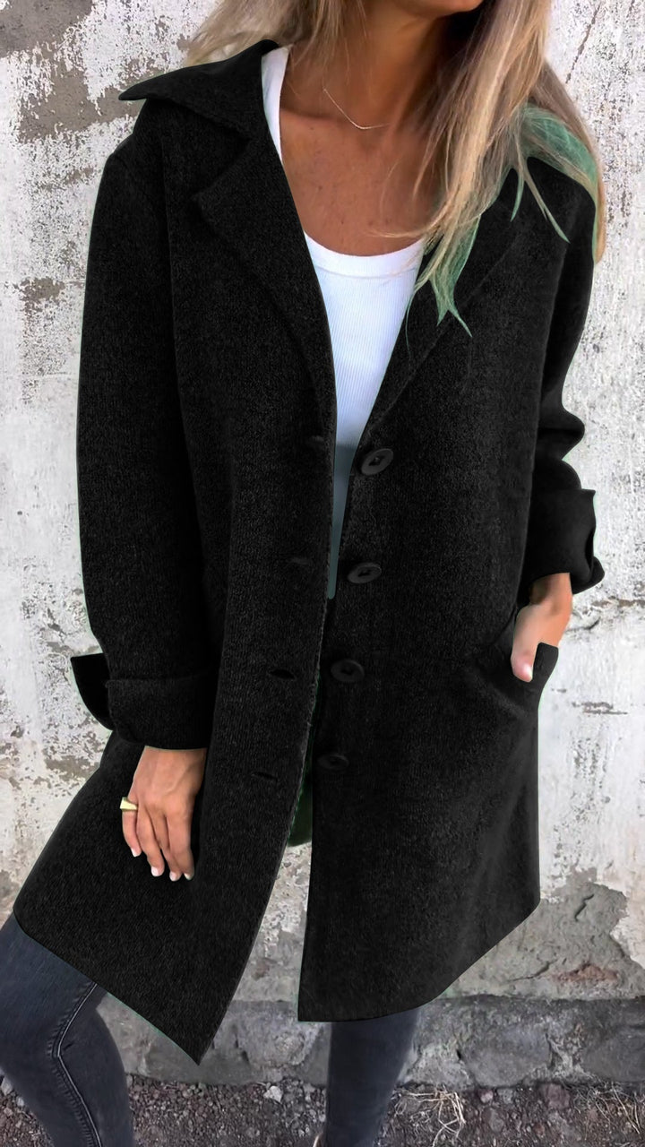 Marlowe | Chic Oversized Button Front Coat With Lapel Collar