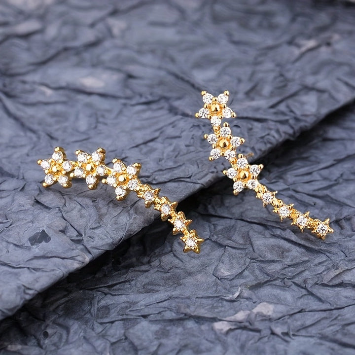 Millie | Elegant Floral Crystal Ear Climber Earrings