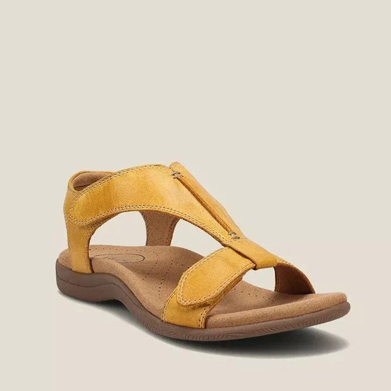 Tessa | Elegant Black Leather Arch Support Sandals For Women