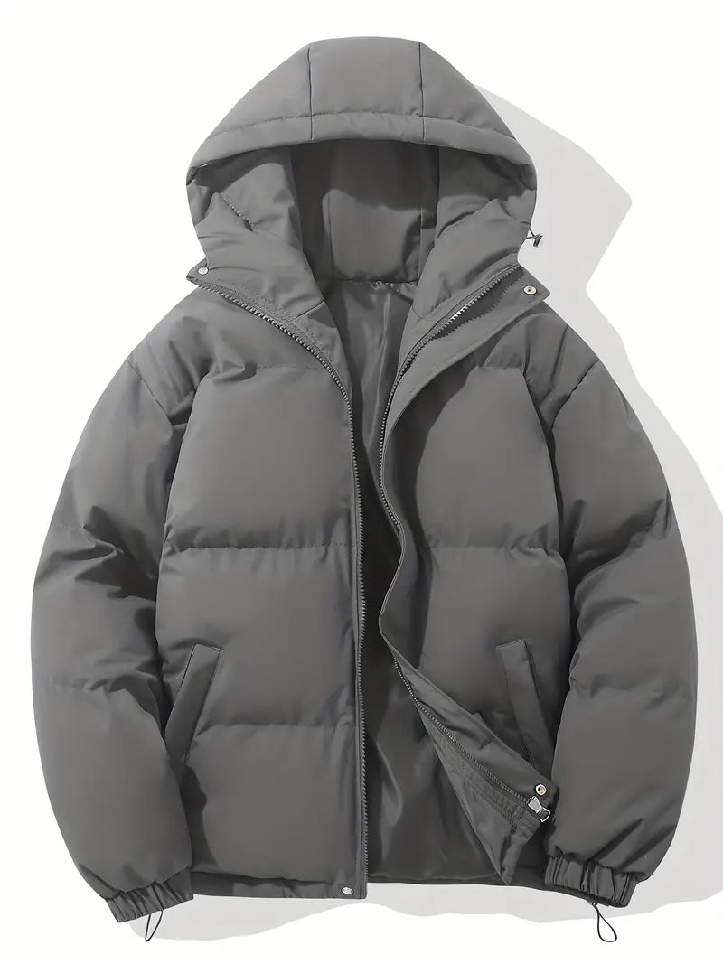 Magnus | Stylish Grey Hooded Puffer Jacket For Men