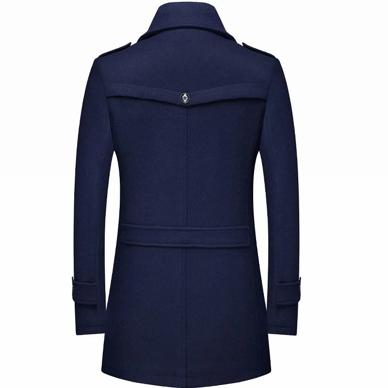Vincent | Elegant Double-Breasted Wool Overcoat With Lapel Collar
