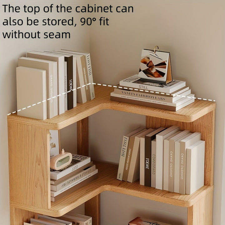 Evelyn | Elegant Tiered Corner Storage Cabinet With Natural Wood