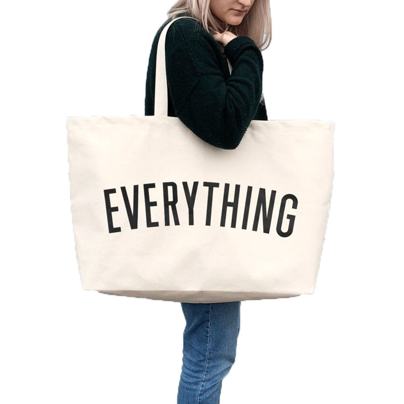 Tessa | Stylish Everything Black Oversized Canvas Tote Bag
