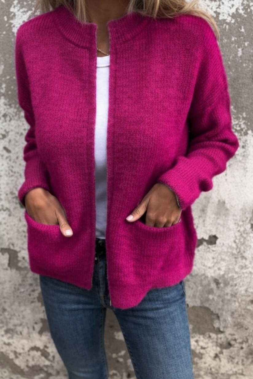 Rowan | Chic Ribbed Zip-Up Cardigan With Pockets