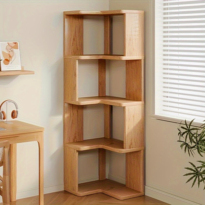 Evelyn | Elegant Tiered Corner Storage Cabinet With Natural Wood