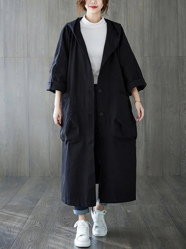 Kira | Elegant Long Waterproof Trench Coat with Hood
