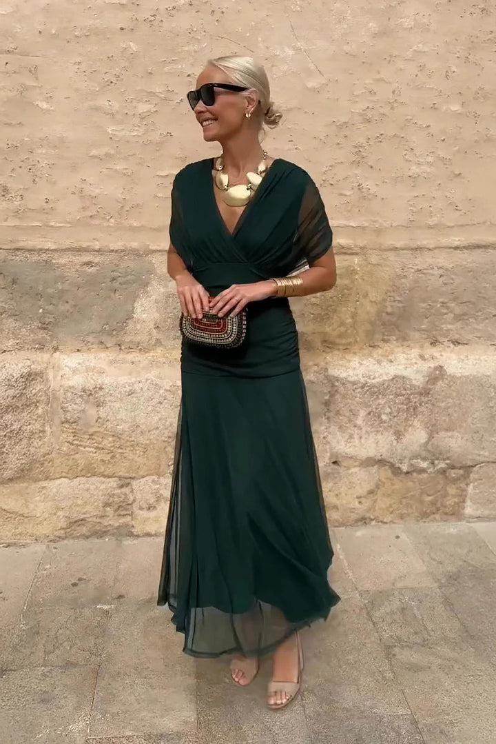 Theodora | Elegant Off-Shoulder Floral Print Maxi Dress