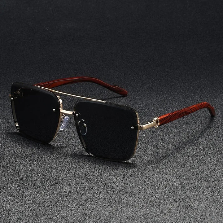 Dalston | Stylish Square Frame Blue Lens Sunglasses With Gold Accents