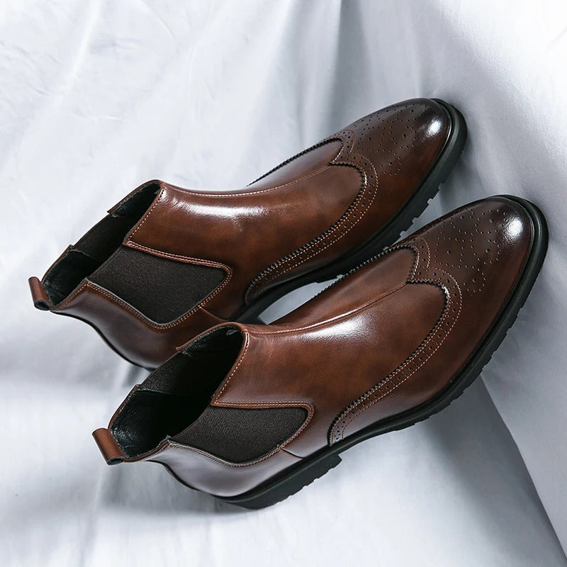 Margot | Elegant Brogue Chelsea Boots With Premium Leather