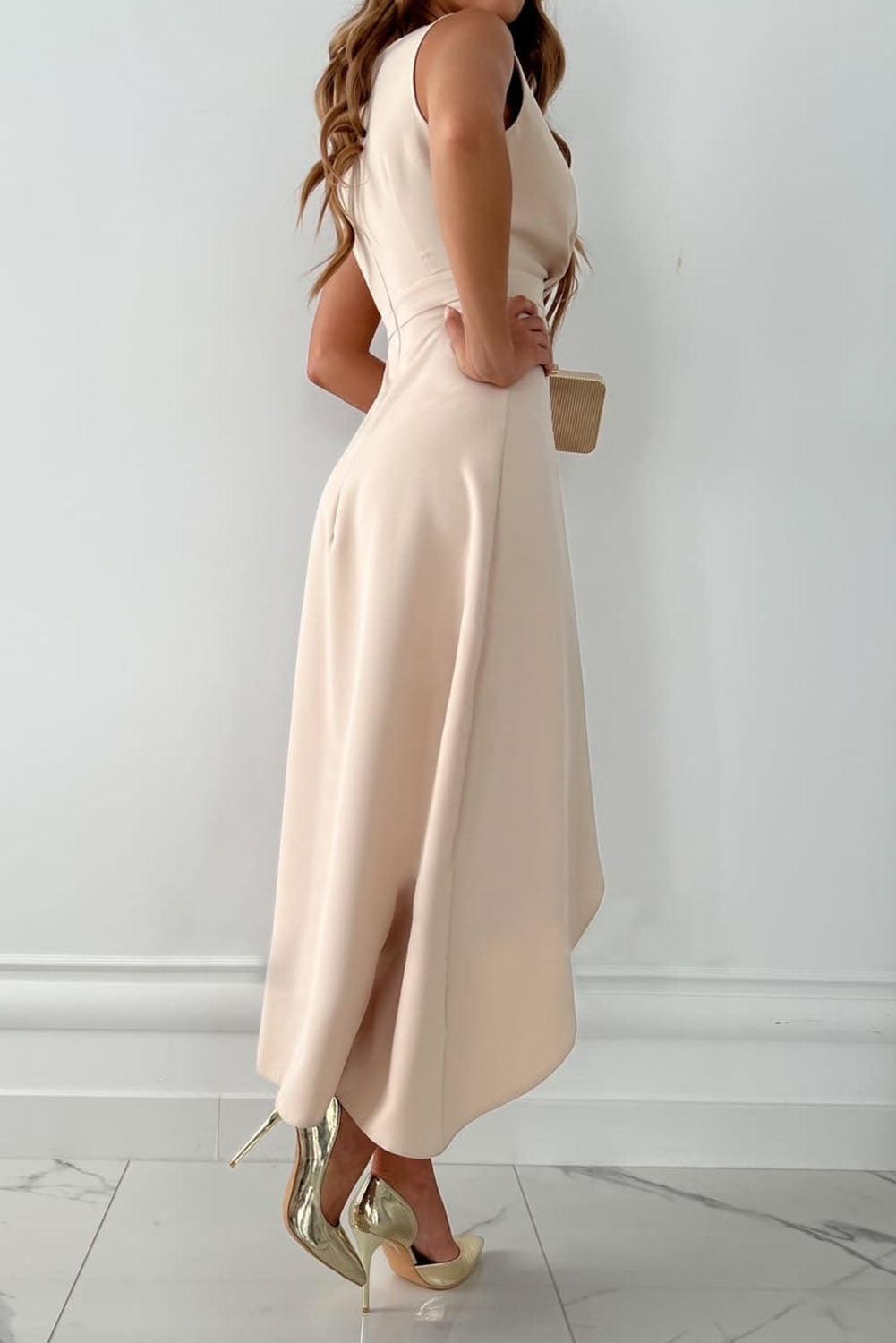 Paige | Elegant V-Neck Wrap Midi Dress