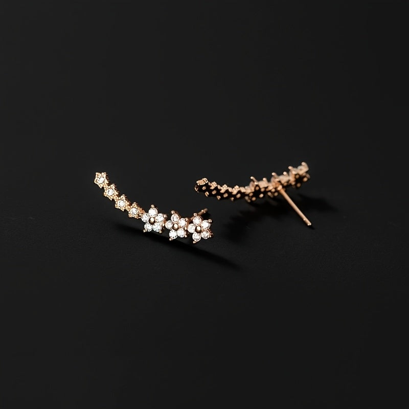 Millie | Elegant Floral Crystal Ear Climber Earrings