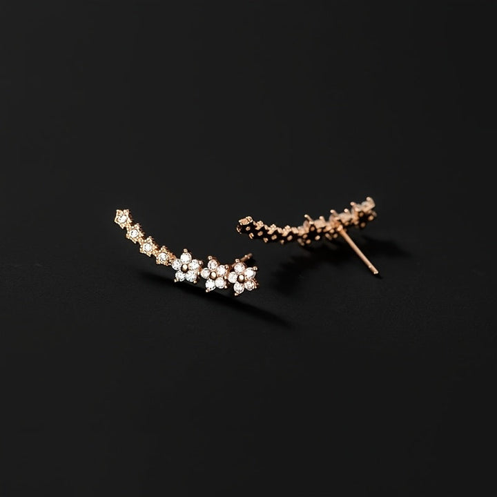Millie | Elegant Floral Crystal Ear Climber Earrings