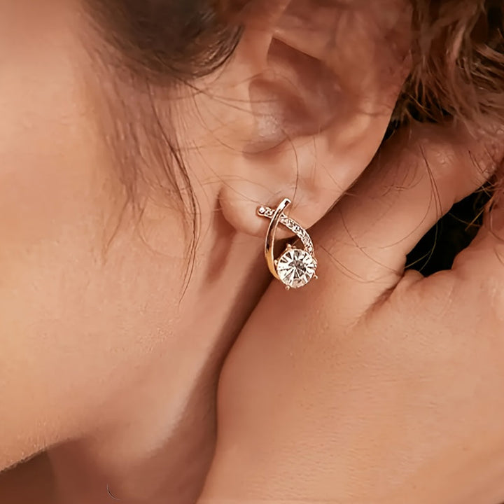Margot | Elegant Cross Crystal Stud Earrings Gold