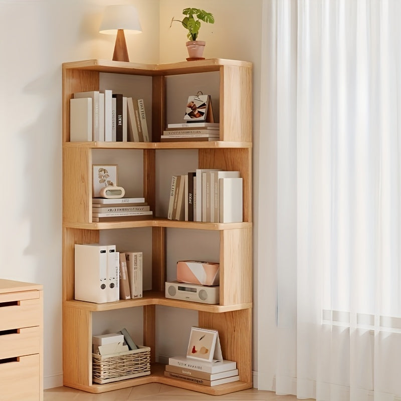 Evelyn | Elegant Tiered Corner Storage Cabinet With Natural Wood