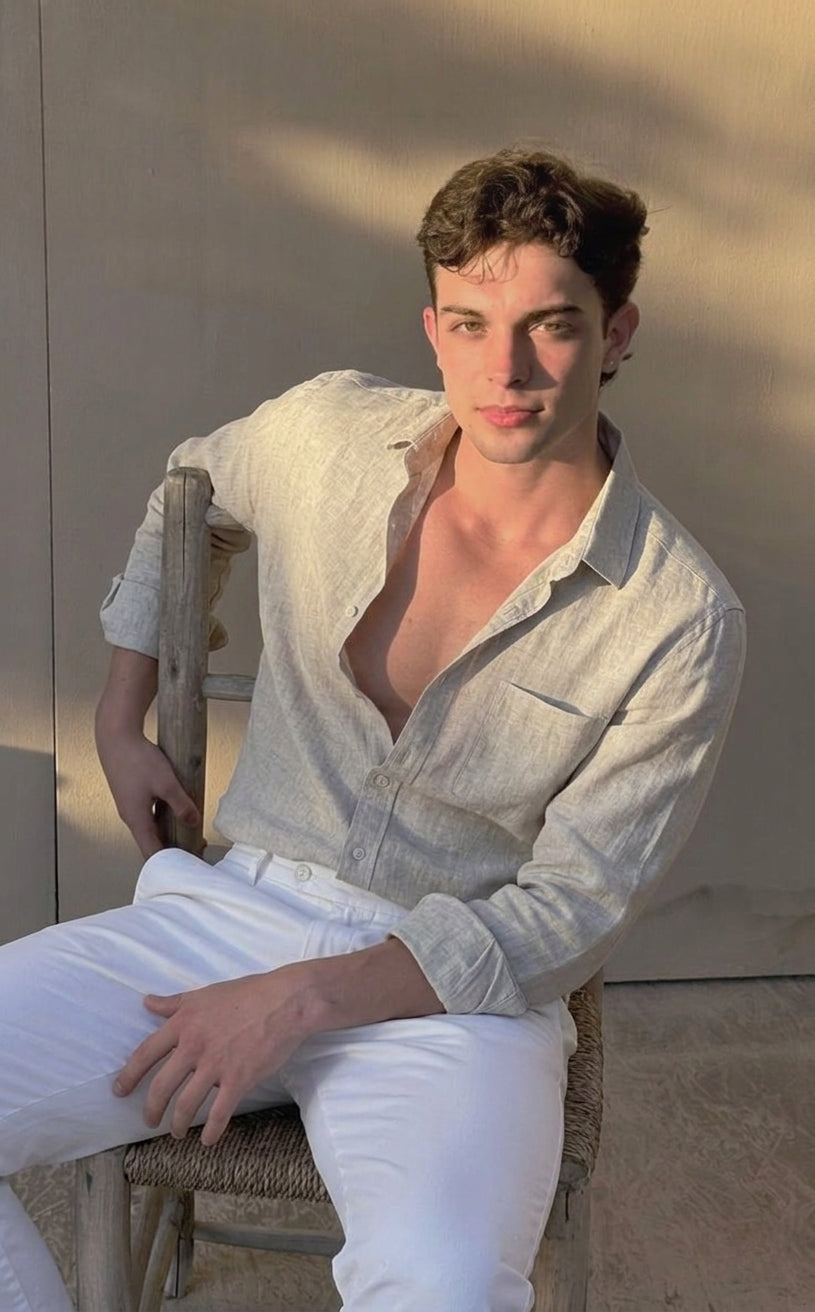 Cannes | Classic Long Sleeve Button Up Linen Shirt Men