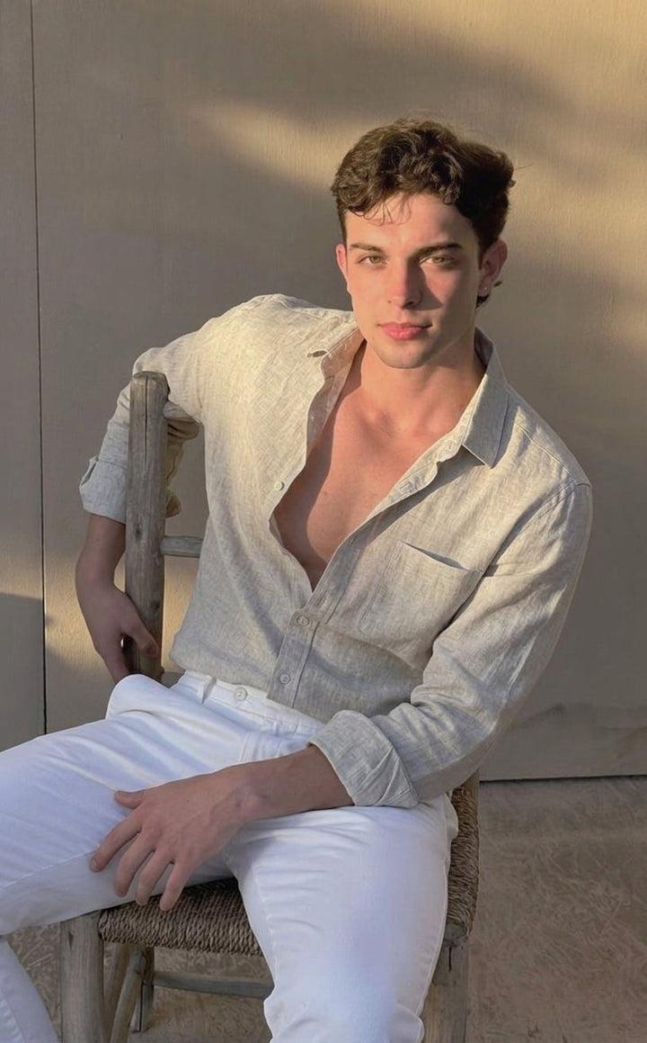 Cannes | Classic Long Sleeve Button Up Linen Shirt Men