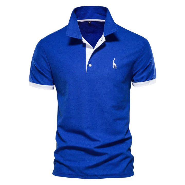 Men's Navy Blue Polo Shirt With Orange Contrast Trim