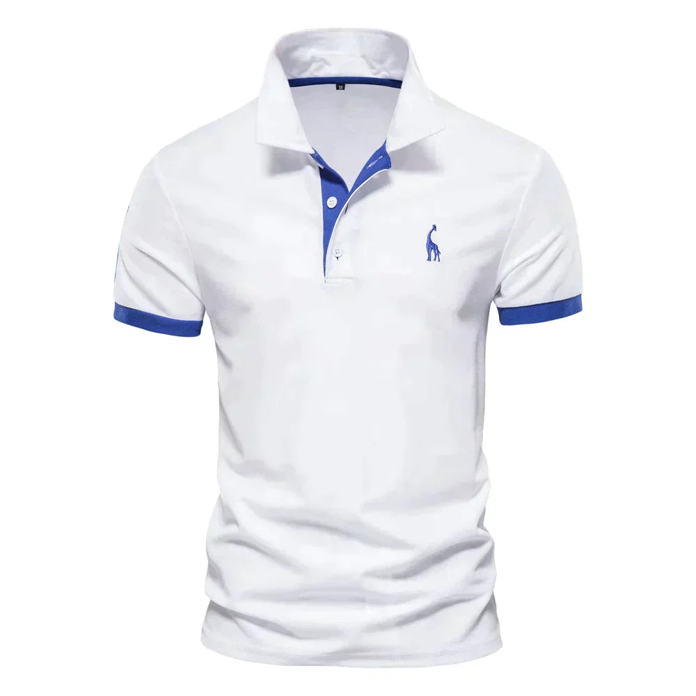 Men's Navy Blue Polo Shirt With Orange Contrast Trim