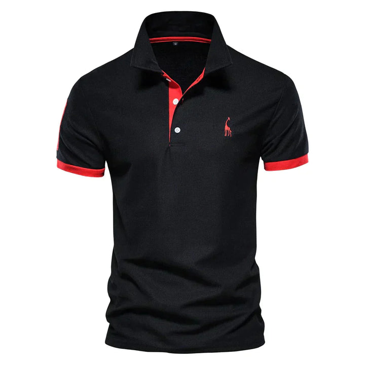Men's Navy Blue Polo Shirt With Orange Contrast Trim