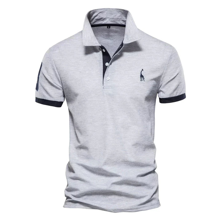 Men's Navy Blue Polo Shirt With Orange Contrast Trim
