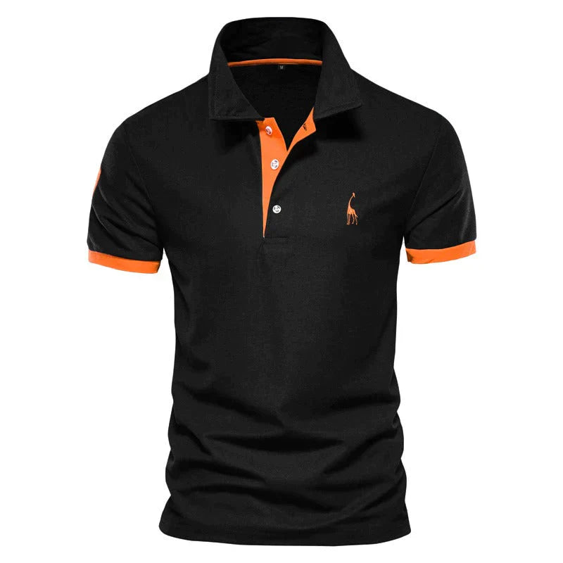 Aria | Classic Navy Polo Shirt With Orange Contrast Trim