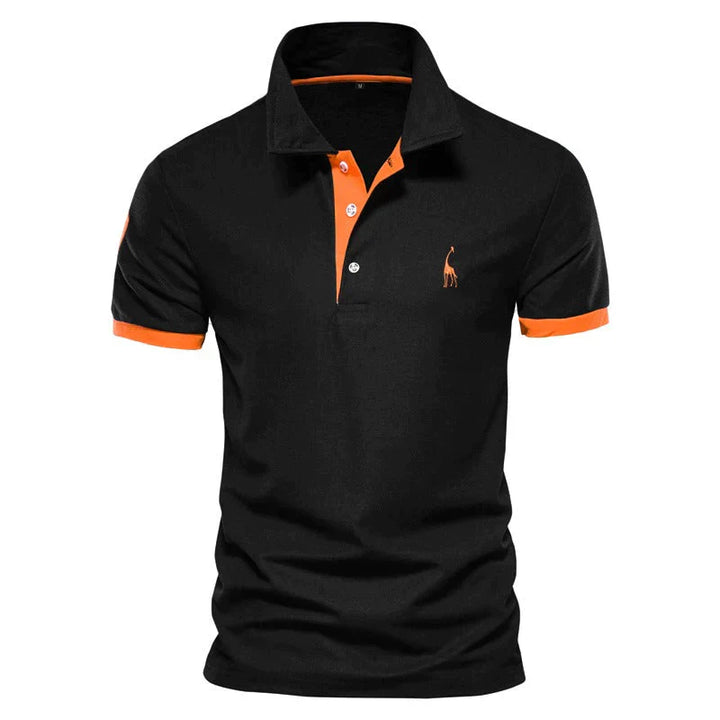 Aria | Classic Navy Polo Shirt With Orange Contrast Trim