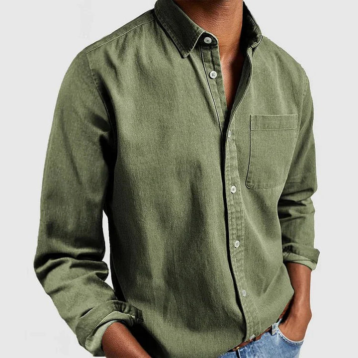 Nina | Elegant Navy Button Up Shirt Men's Classic Collar