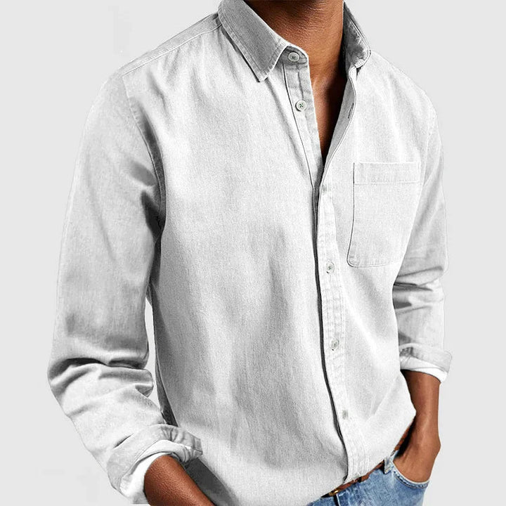 Nina | Elegant Navy Button Up Shirt Men's Classic Collar