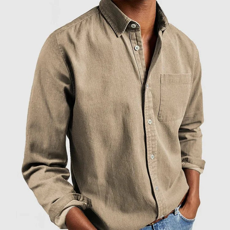 Nina | Elegant Navy Button Up Shirt Men's Classic Collar