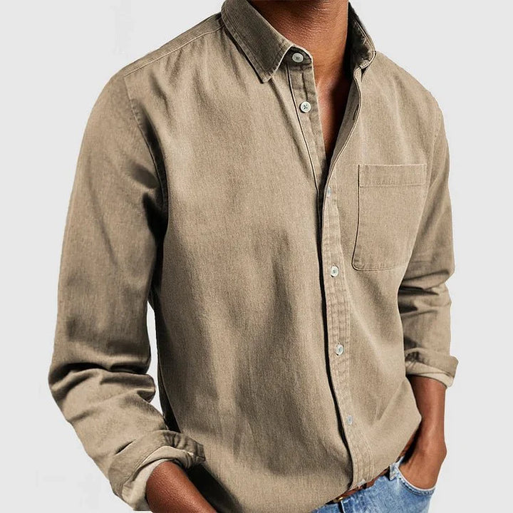 Nina | Elegant Navy Button Up Shirt Men's Classic Collar