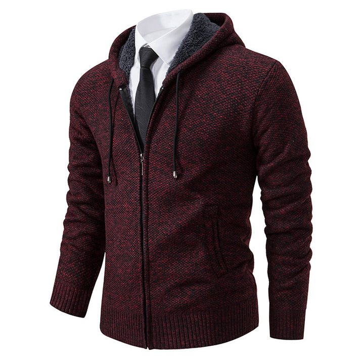 Rosalynn | Stylish Men's Zip-Up Hooded Knit Cardigan Sweater