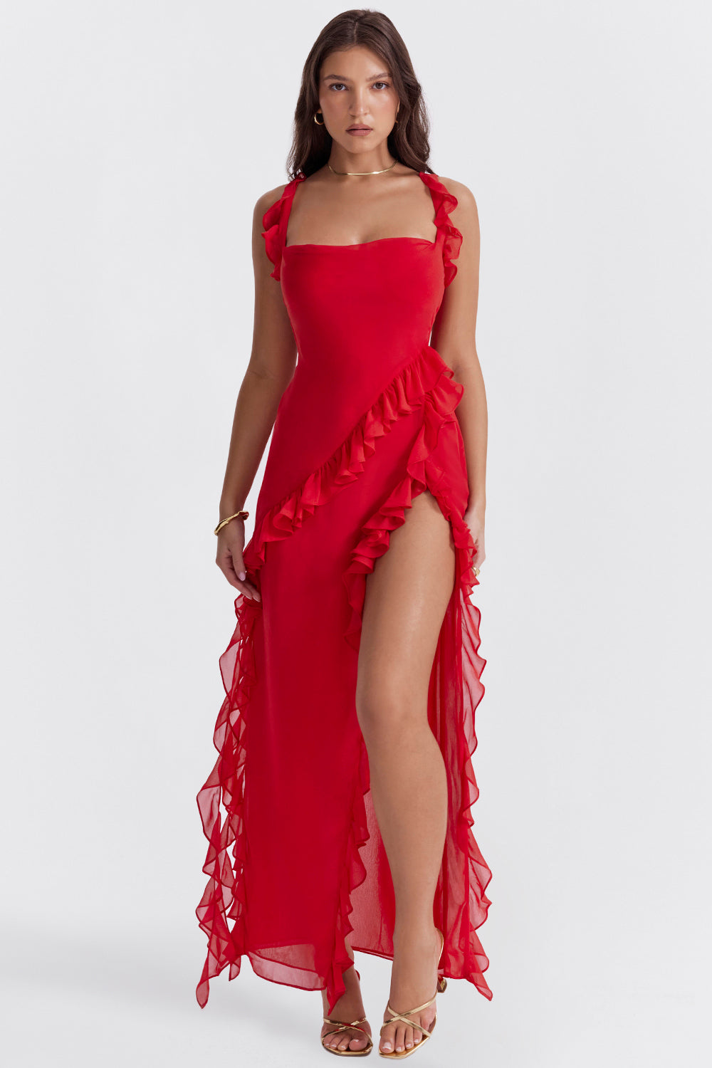 Florence | Elegant Ruffle Maxi Dress With Square Neck