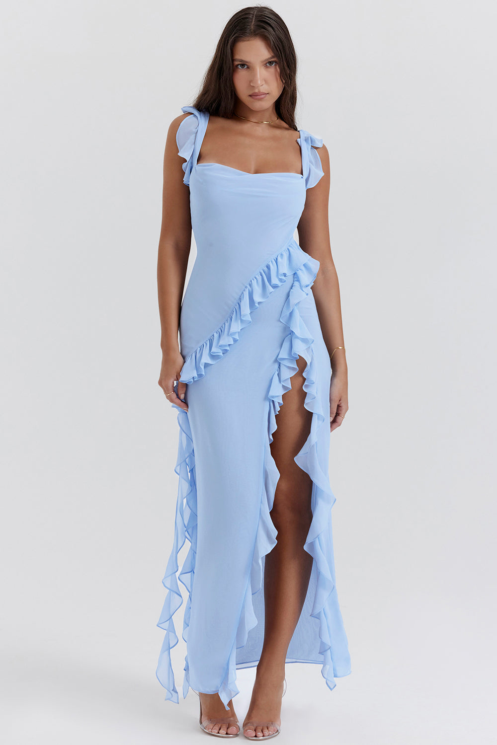 Florence | Elegant Ruffle Maxi Dress With Square Neck