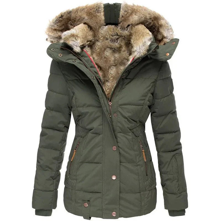 Phoebe | Stylish Quilted Faux Fur Hood Winter Puffer Jacket