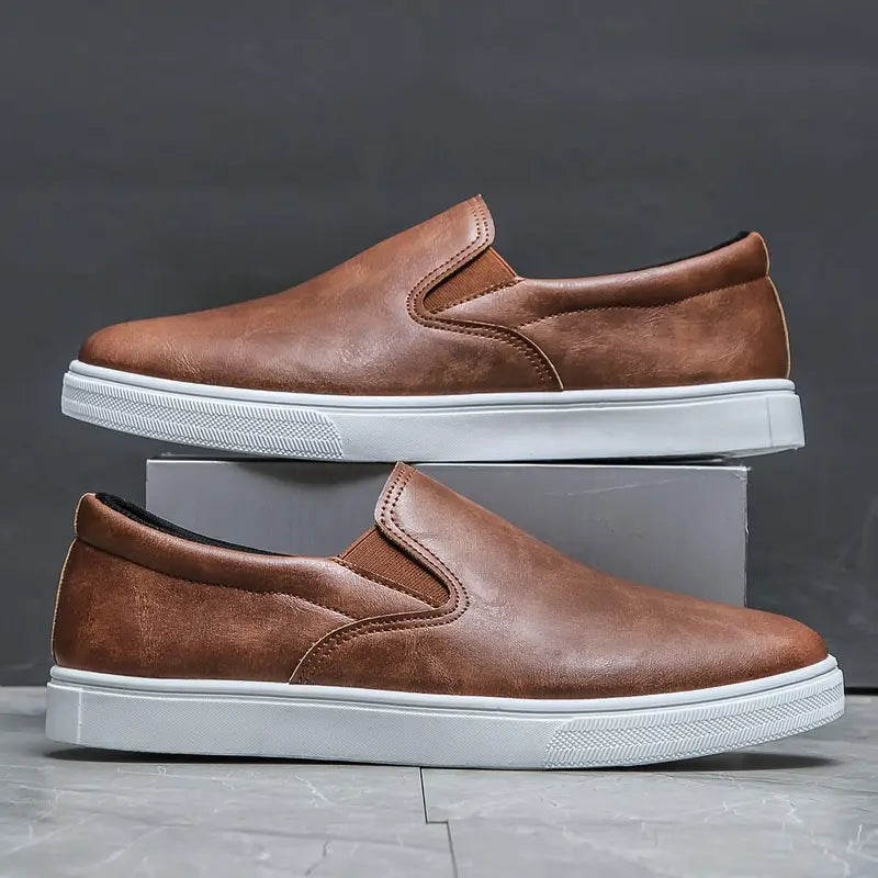 Penelope | Stylish Brown Vegan Leather Slip-On Loafers