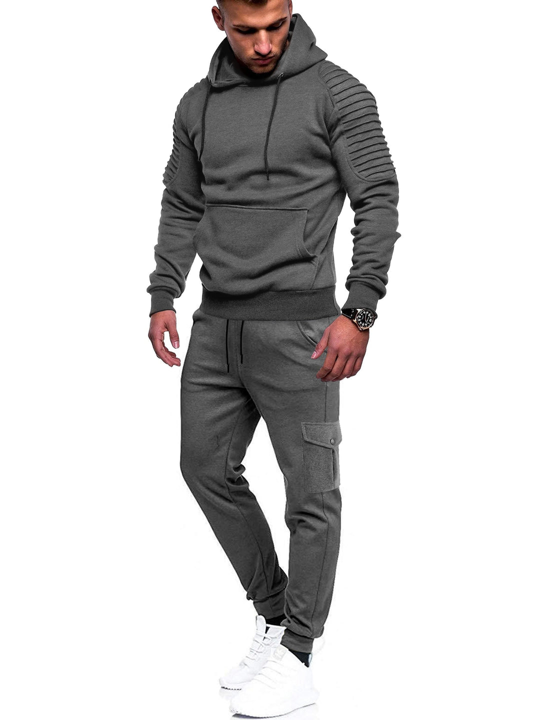 Eva | Stylish Men's Hooded Tracksuit Set With Pleated Shoulders