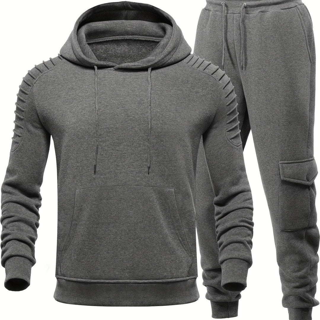 Eva | Stylish Men's Hooded Tracksuit Set With Pleated Shoulders