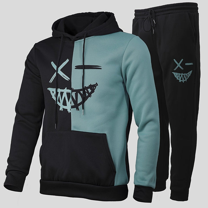 Damien | Stylish Color Block Hoodie And Jogger Set With Graphic Design