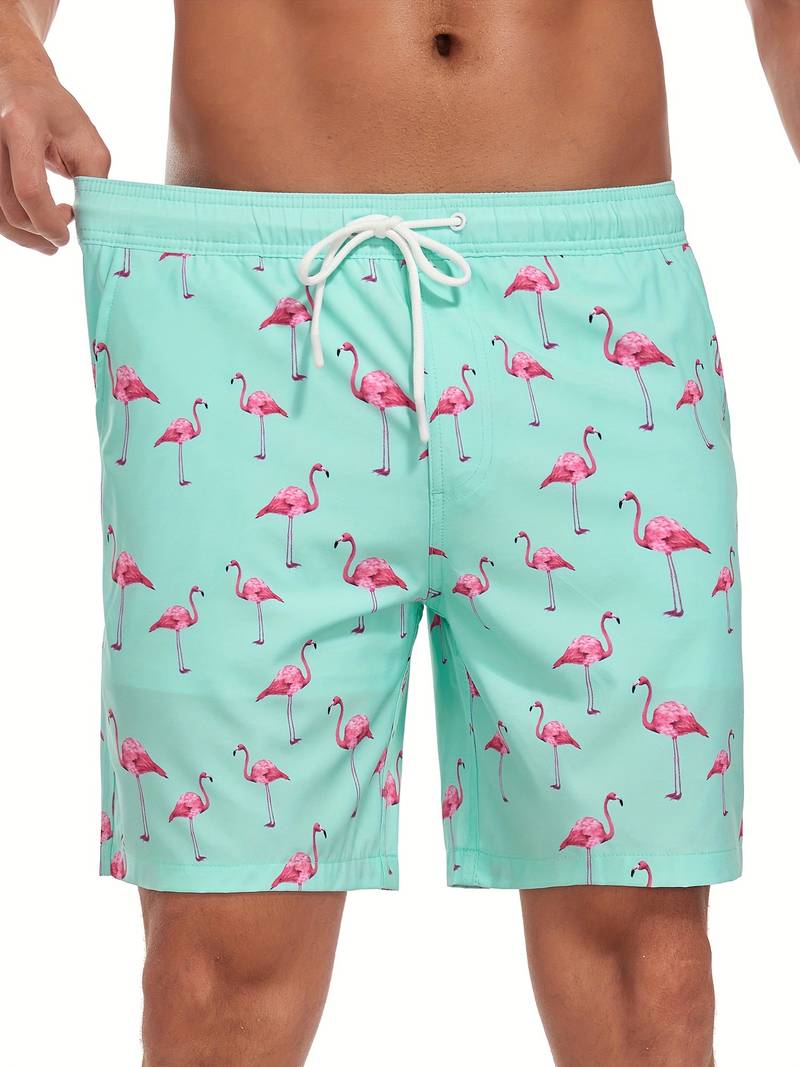 Ariel | Stylish Men's Flamingo Print Beach Swim Shorts
