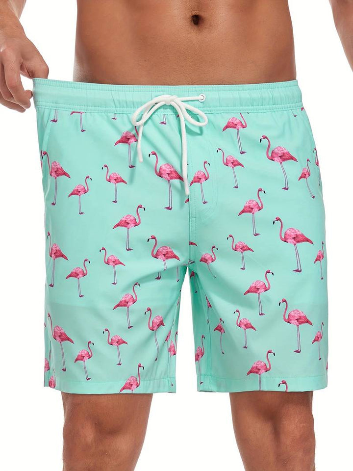 Ariel | Stylish Men's Flamingo Print Beach Swim Shorts
