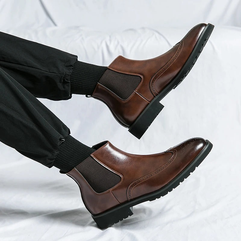 Margot | Elegant Brogue Chelsea Boots With Premium Leather