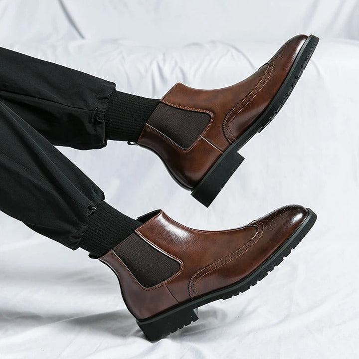 Margot | Elegant Brogue Chelsea Boots With Premium Leather