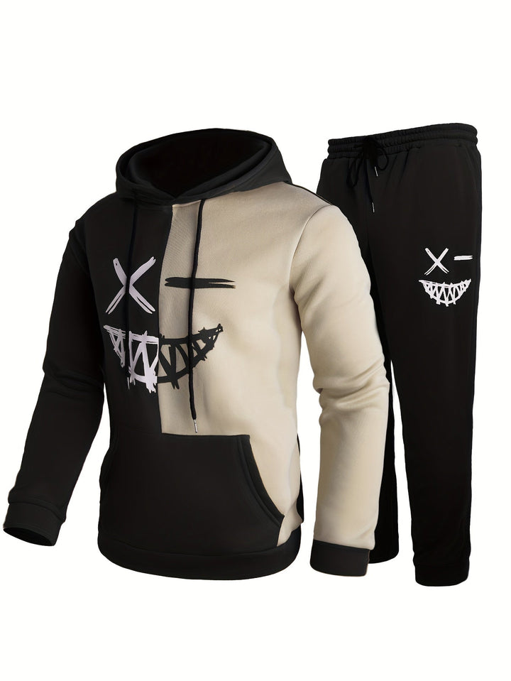 Damien | Stylish Color Block Hoodie And Jogger Set With Graphic Design