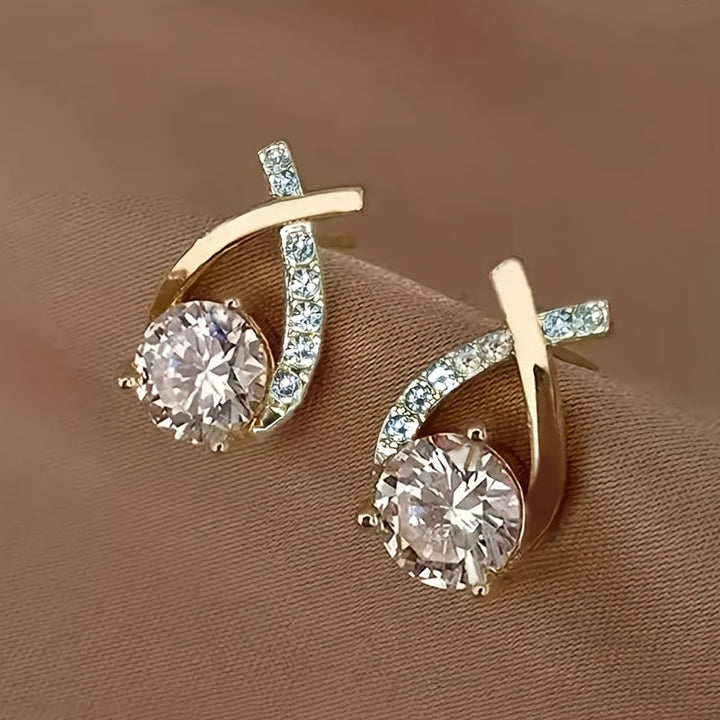 Margot | Elegant Cross Crystal Stud Earrings Gold