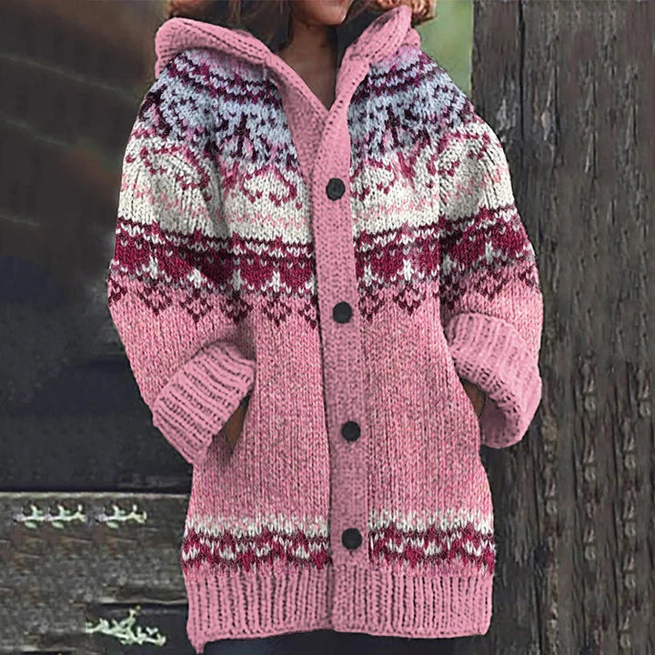 Meredith | Hooded Fair Isle Knit Cardigan Women - Cozy Style