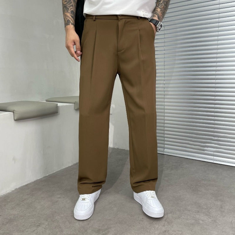 Oliver | Elegant Pleated Wide-Leg Trousers For Men