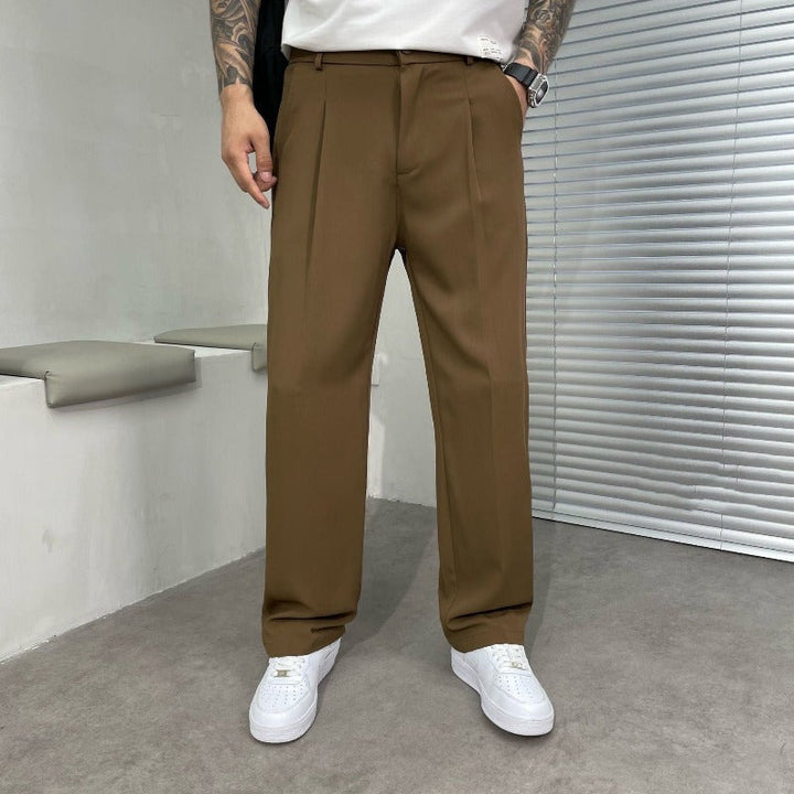 Oliver | Elegant Pleated Wide-Leg Trousers For Men