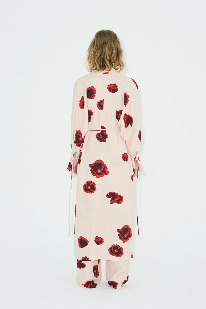 Dahlia | Elegant Floral Print Wrap Maxi Kimono Dress