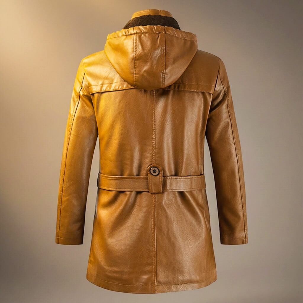 Wren | Sleek Hooded Leather Jacket With Fleece Lining